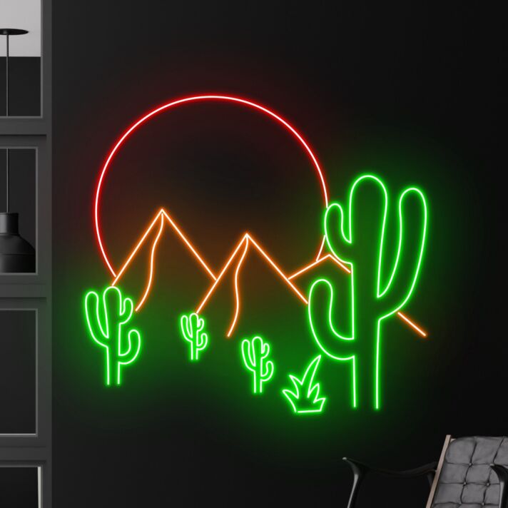 Enhance Your Space: Desert Cactus Led Neon Sign, Perfect for Restaurants, Coffee Bars, Clubs, and Home Decor