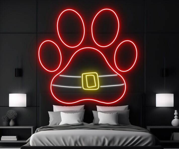 Bring Festive Joy to Your Home or Office with the Dog Paw Christmas Belt LED Neon Sign – Perfect for Holiday Decor and Celebrations