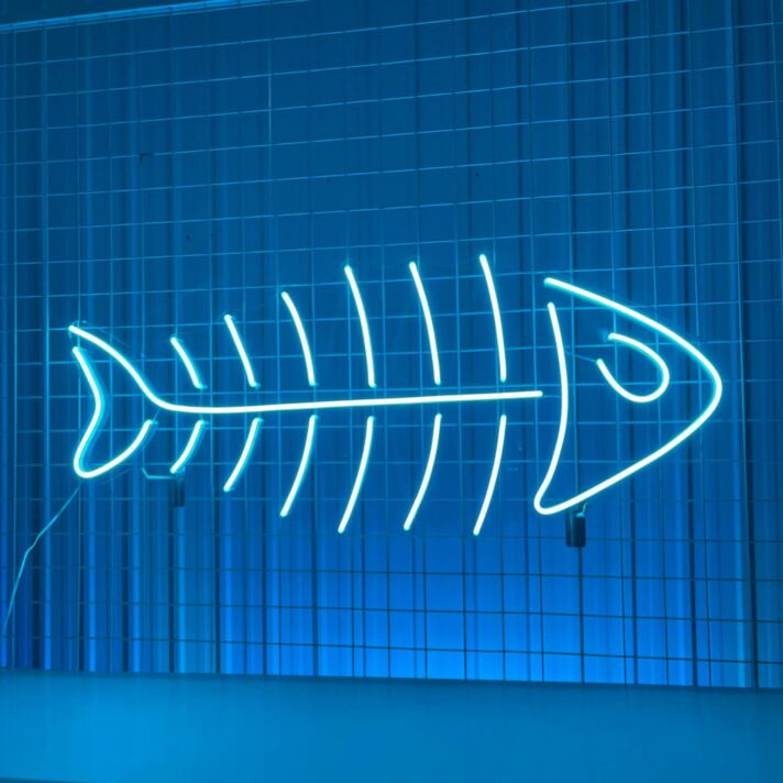 Brighten Up Your Coastal Café or Home Aquarium Room with the Fish Skeleton Sea Animal Restaurant Decor Led Neon Sign.