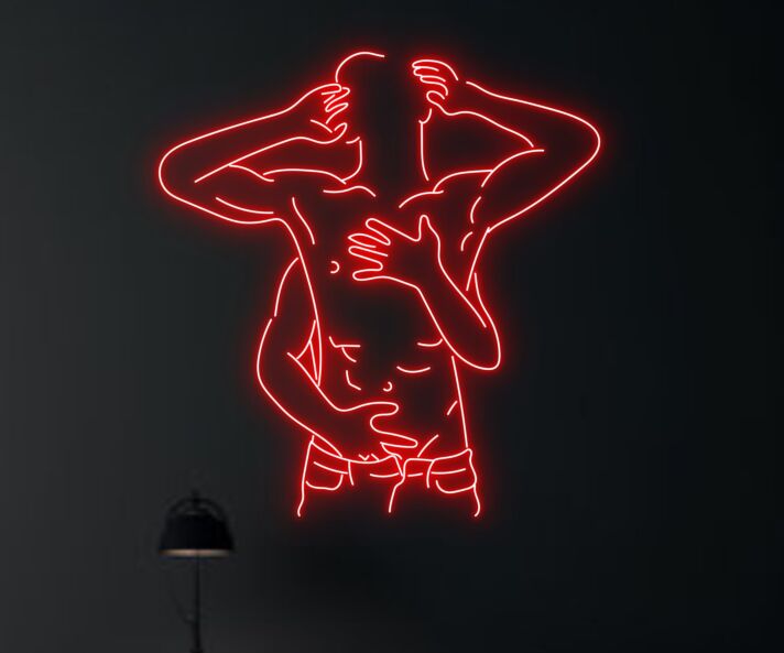 Brighten Your Space: Ideal for Bars, Home Decor, and Pride Celebrations - Gay Couple Making Love Naked Male Led Neon Sign.