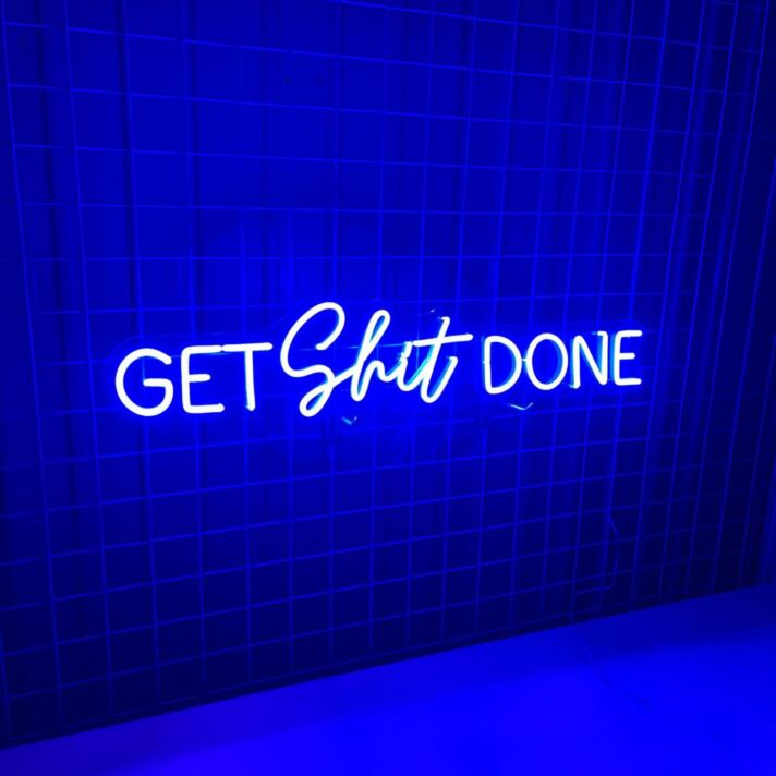 Brighten Up Your Workspace and Motivate Productivity with the Get Shit Done LED Neon Sign for Office, Home Office, and Creative Studio Spaces.