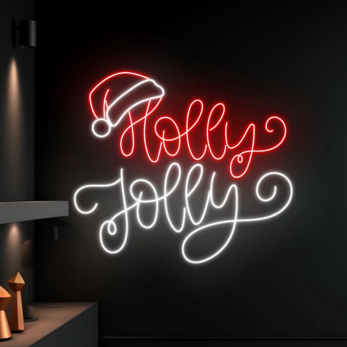 Brighten Your Festive Celebrations and Spaces: Holly Jolly Christmas Led Neon Sign for Home, Office, Store, and Holiday Parties Merry Christmas Led Light Decor.