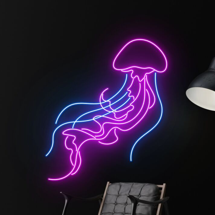 Brighten Your Space with the Jelly Fish Led Neon Sign: Perfect for Home Decor, Bars, and Animal Lovers' Celebrations