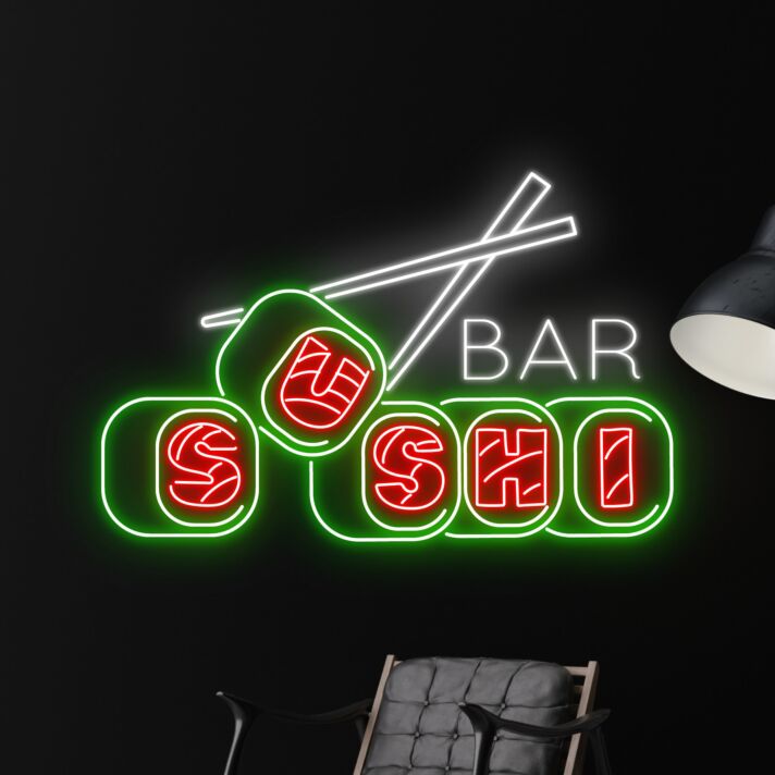 Sushi Hanging Led Neon Sign Light Sushi Store Wall Deco