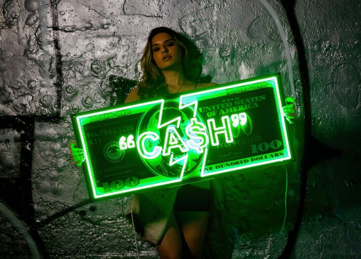 Cash Neon Sign Motivational Inspiration Illuminated