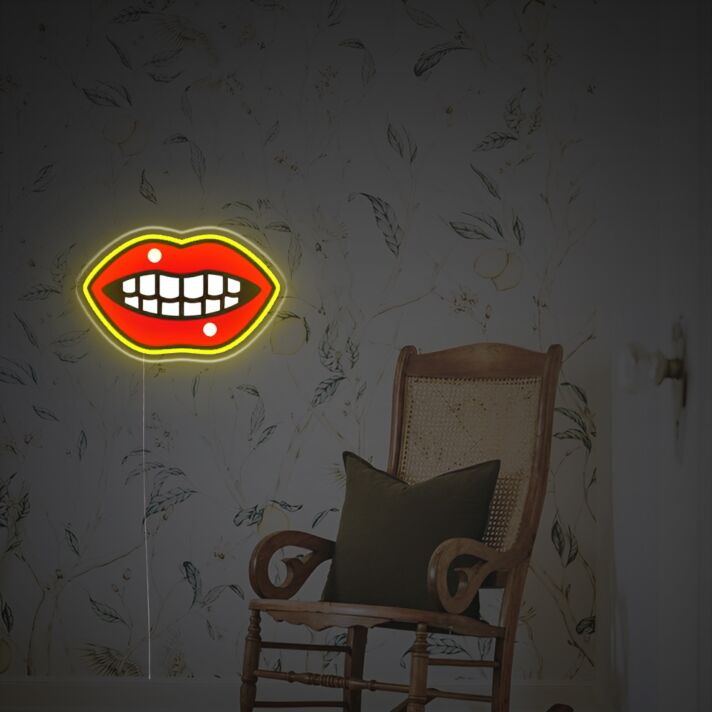 Toothy Red Lips LED Neon Acrylic Artwork
