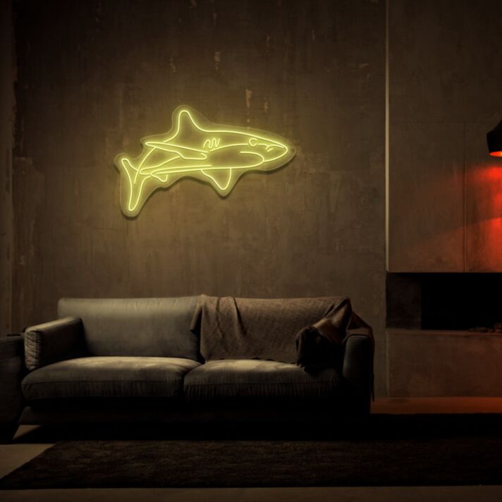 White Tip Shark Neon Sign