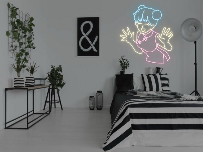 Anime Laughing Girl Neon Sign