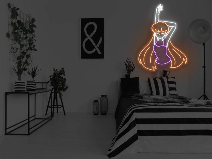 Anime Stretching Girl Neon Sign