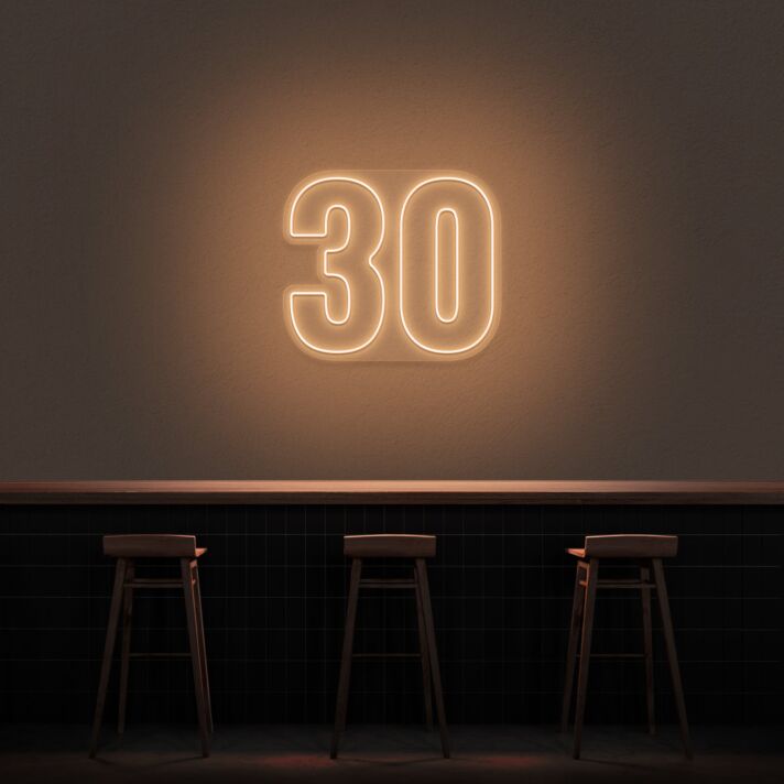 30 Neon Number Neon Sign