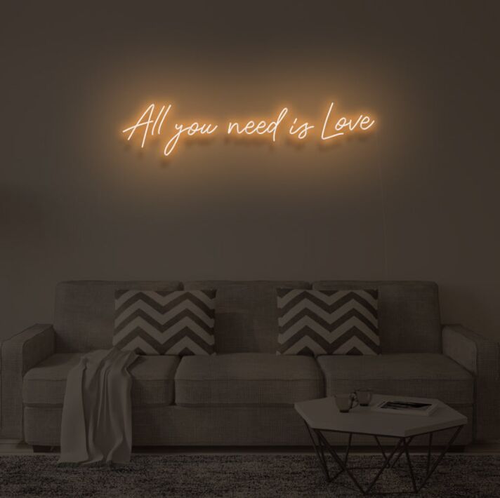 All you need is love" LED neon sign
