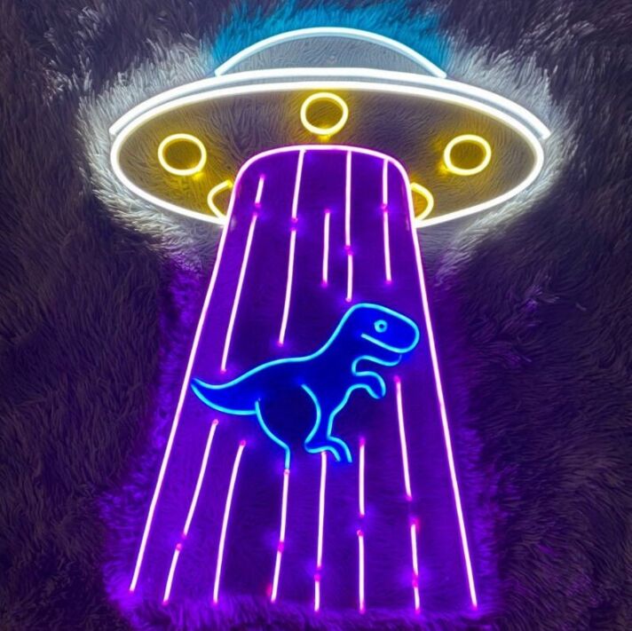 UFO Dinosaur Neon Sign