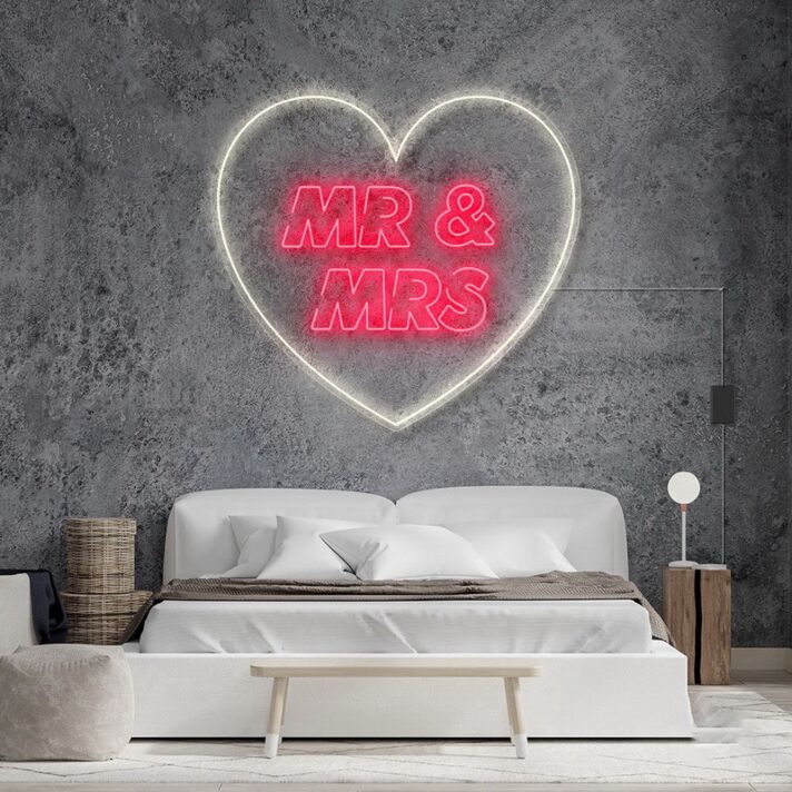 Mr and Mrs Inside Heart V2 Neon Sign