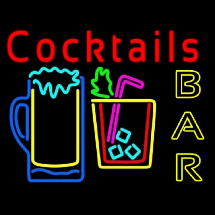 Cocktails Bar Open Neon Sign Wall Decoration