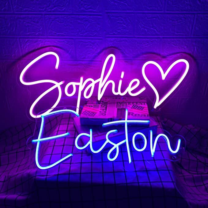 Sophie And Easton Neon Customize Your Name Signs With Heart Neon Sign