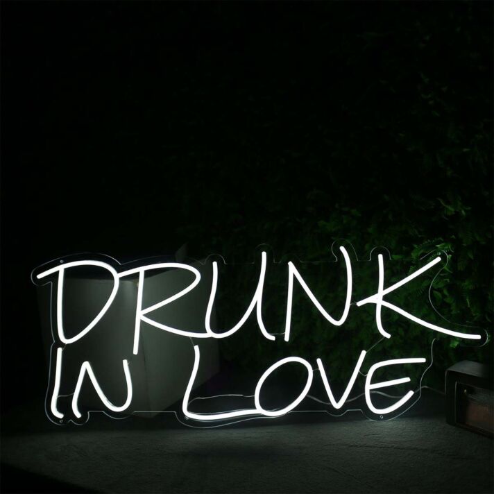 DRUNK IN LOVE White Neon LED Sign