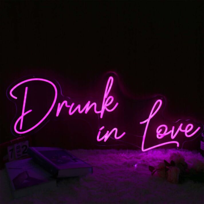 Drunk In Love Dark Purple Neon Sign