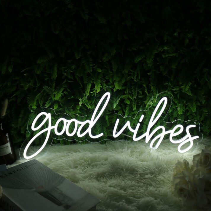 Good Vibes White Neon Sign