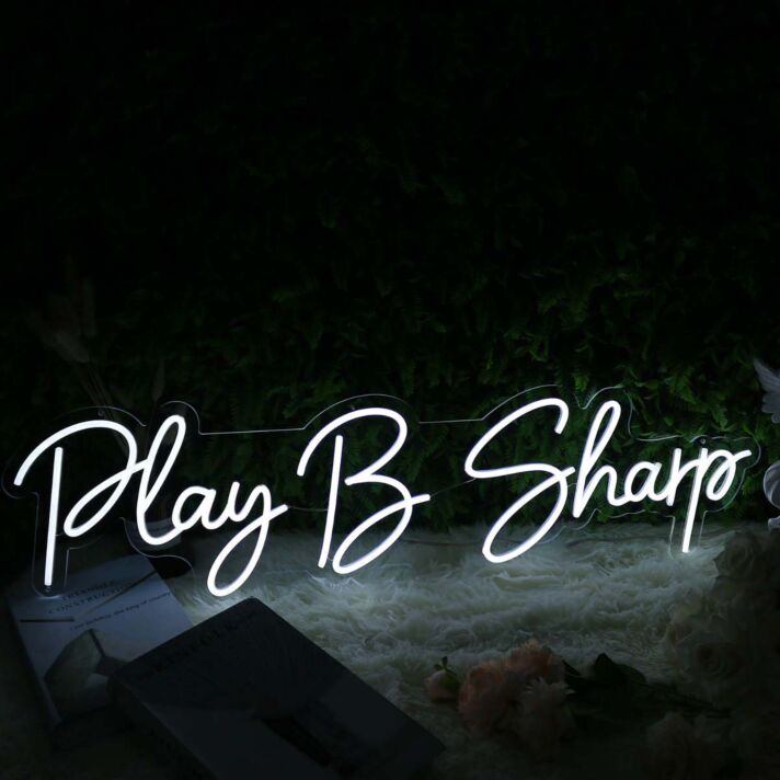 Play B Sharp White Neon Sign