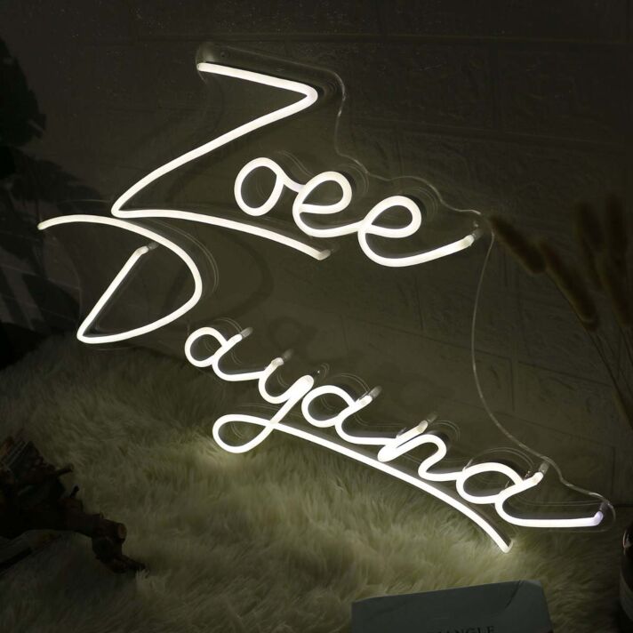 Zoee Dayana White Neon Sign