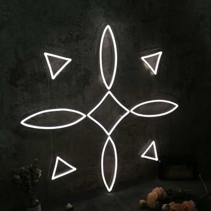 Symmetrical Aesthetic Pattern White Neon Sign