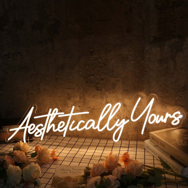 Aethetically Yours Yellow Neon Sign