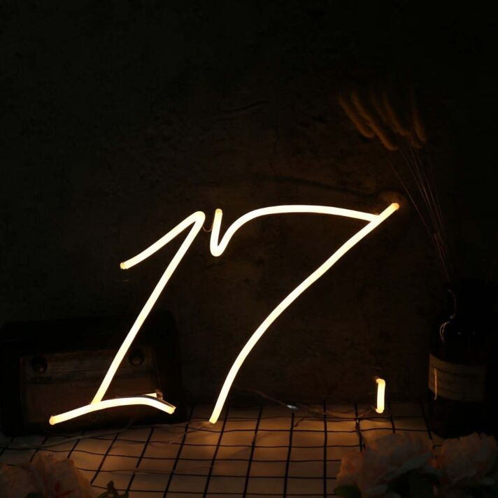 Number 17 Yellow Neon Sign