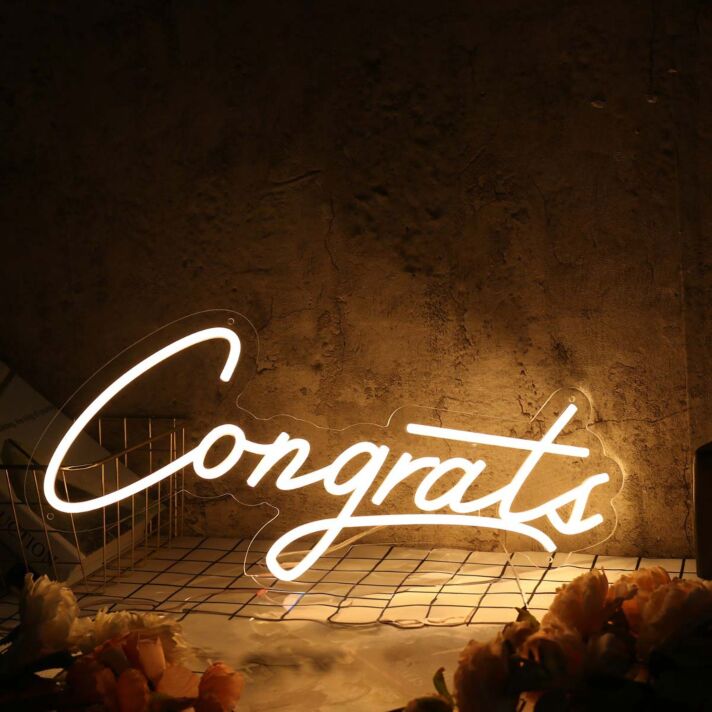 Congrats Yellow Custom Neon Sign