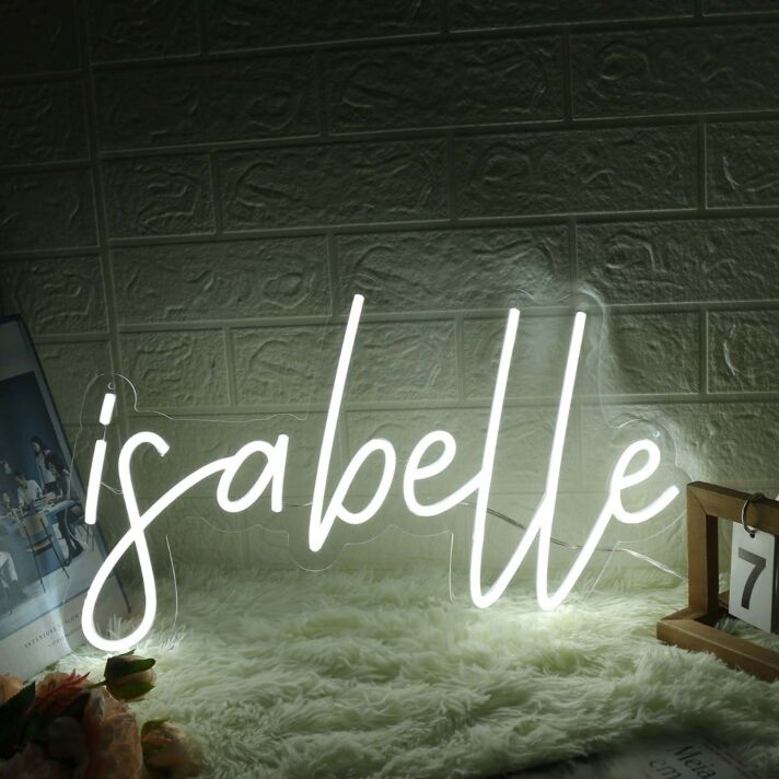 Isabelle White Name Neon Sign