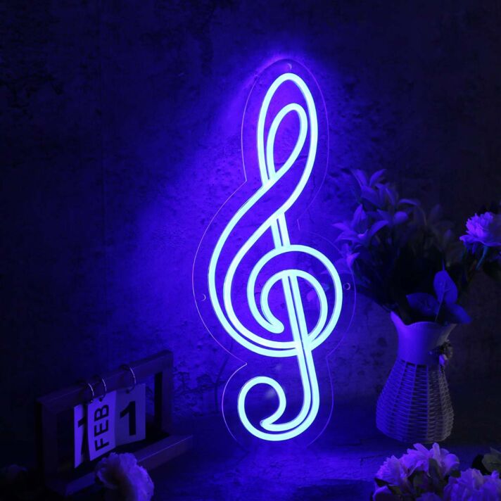 Music Note Blue Neon Sign