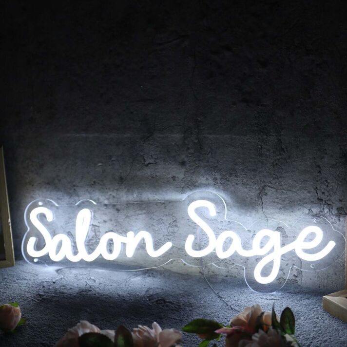 Salon Sage White Neon Sign