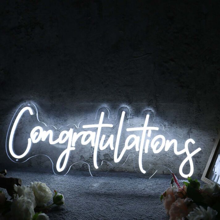 Congratulations White Neon Sign