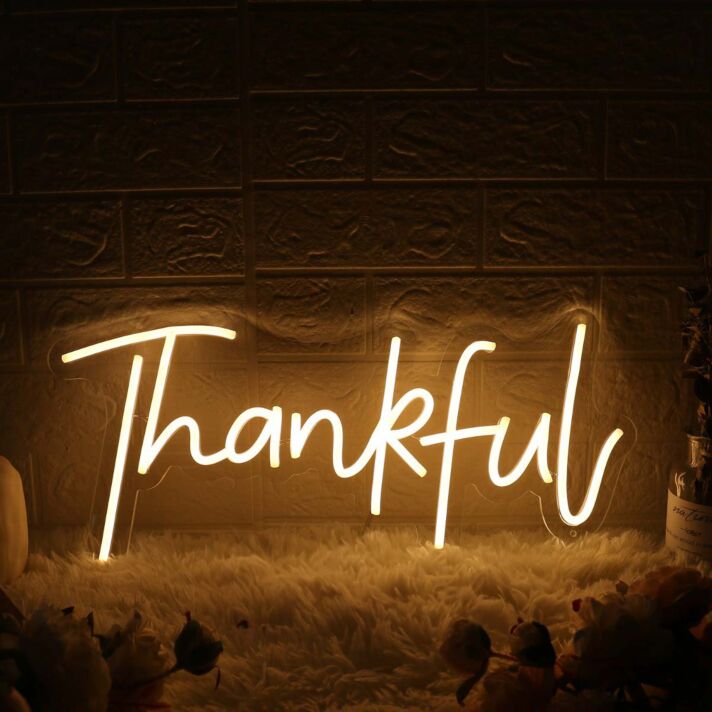 Thankful Yellow Neon Sign