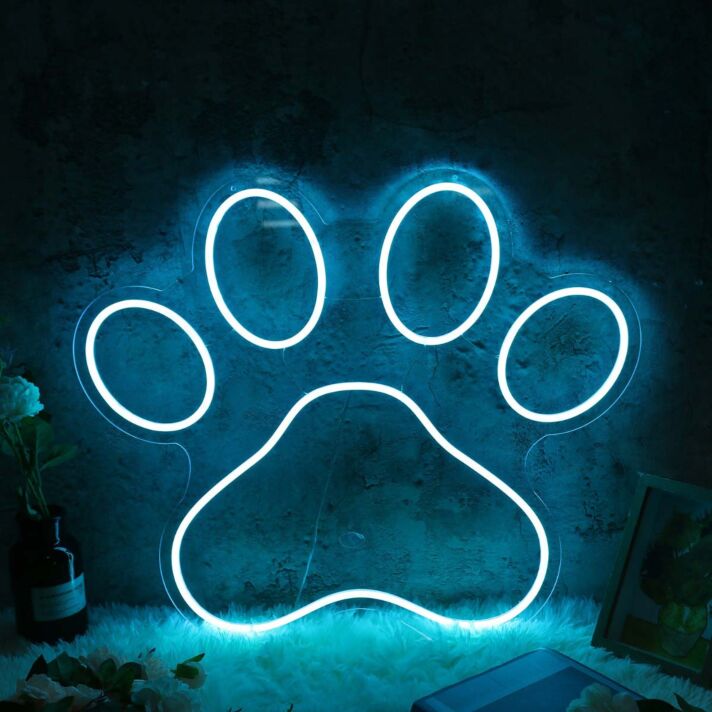 Dog Paw Blue Custom Neon Sign
