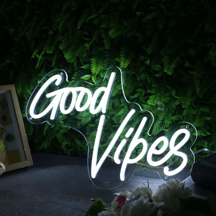 Good Vibes White Custom Neon Sign