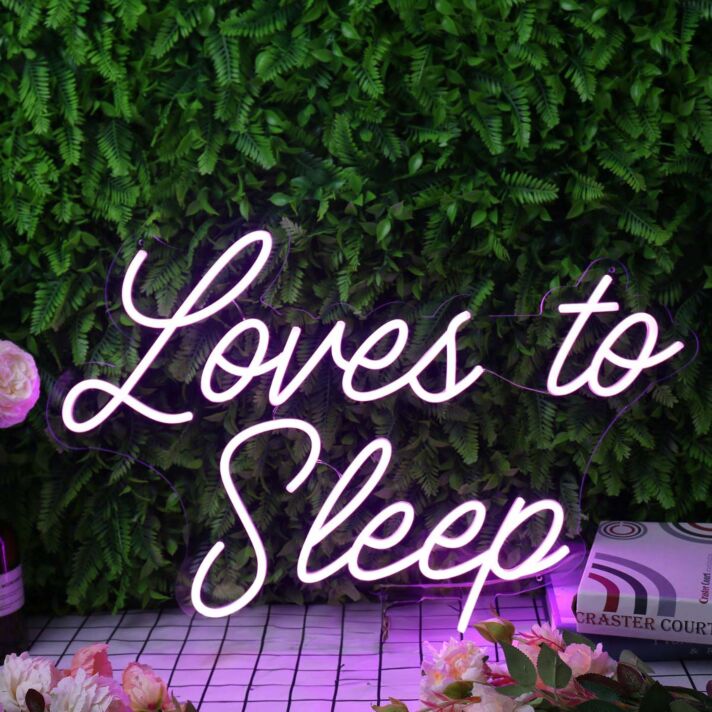 Loves to Sleep Purple Neon Sign