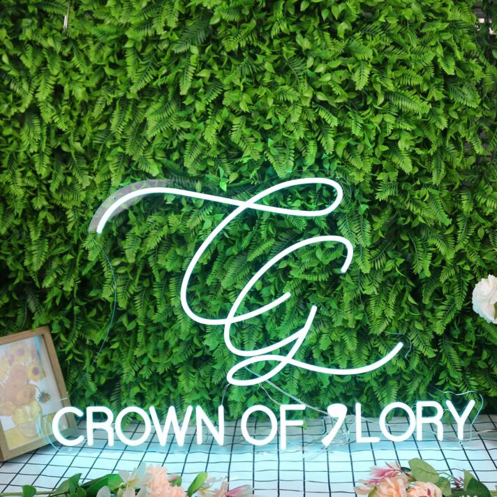 Crown Of Glory Blue Neon Sign