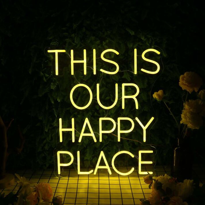 This Is Our Happy Place Yellow Neon Sign
