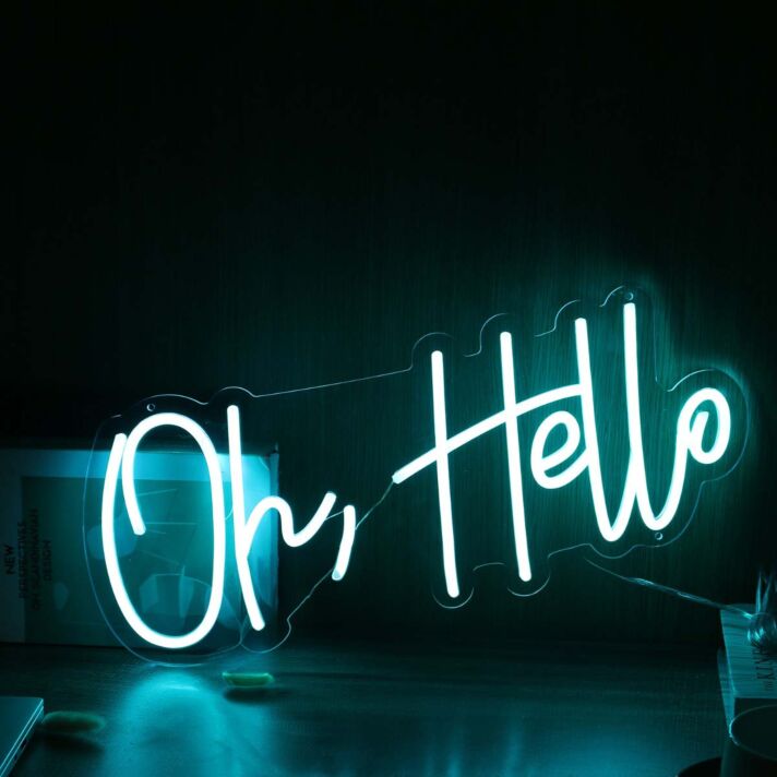 Oh Hello Blue Neon Sign