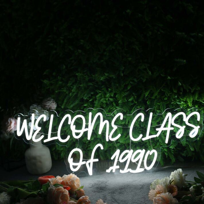 Welcome Class Of 1990 White White Neon Sign