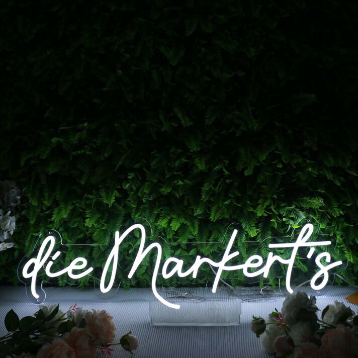 Die Markert's White Neon Sign