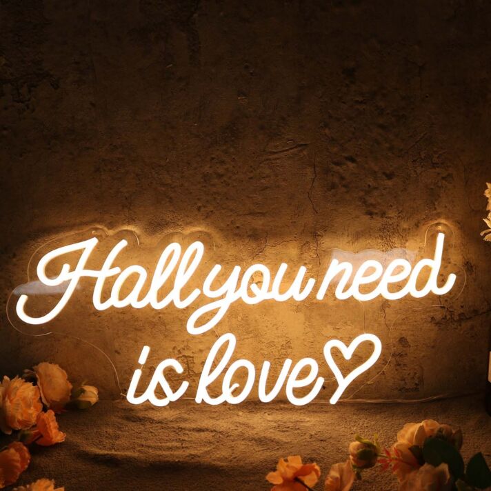 Hall You Need Is Love Yellow Neon Sign