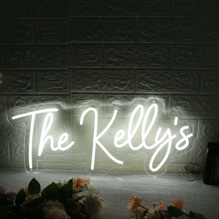 The Kellys White Neon Sign
