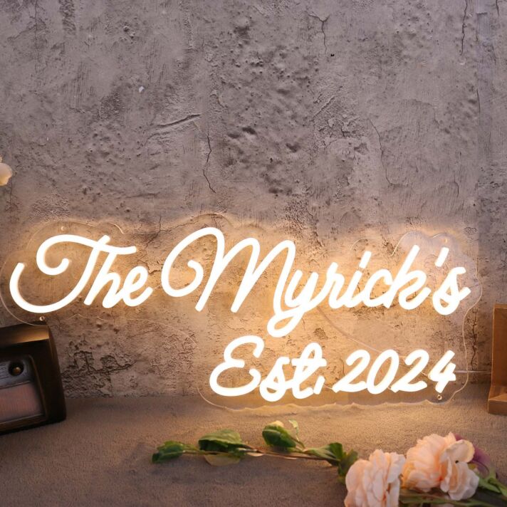 The Myricks EST 2024 Yellow Neon Sign