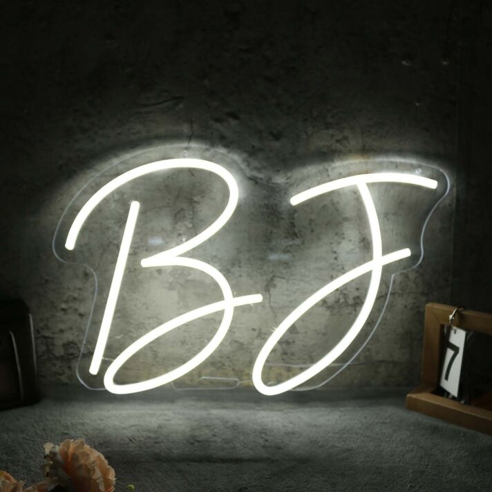 BJ White Neon Sign