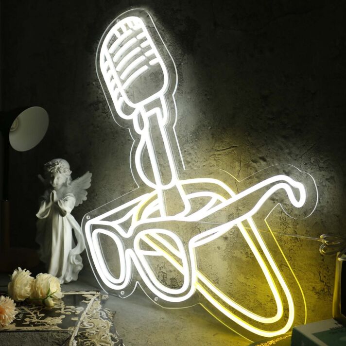 Microphone And Glasses Custom Neon Sign