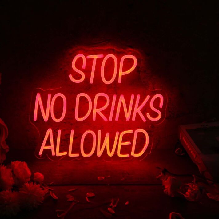 Stop No Drinks Allowed Red Neon Sign
