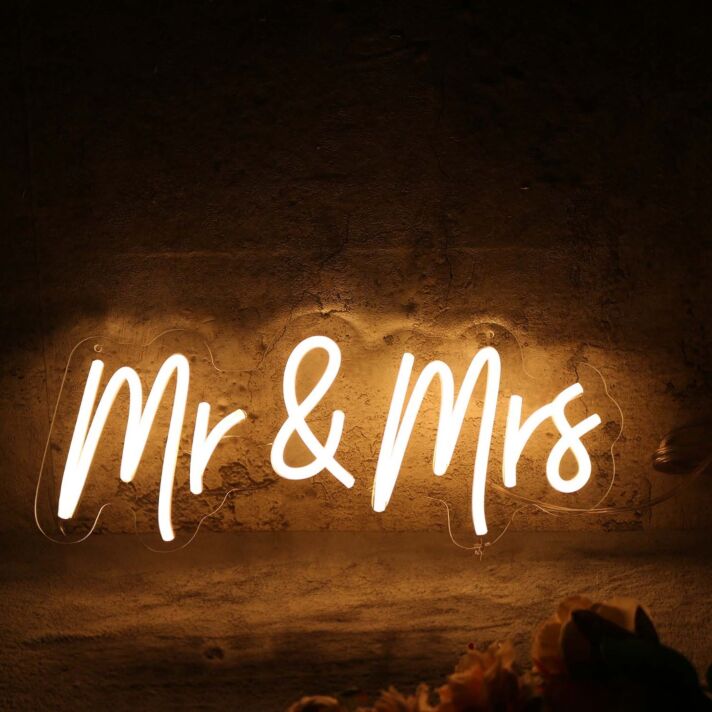 Mr And Mrs Yellow Neon Sign