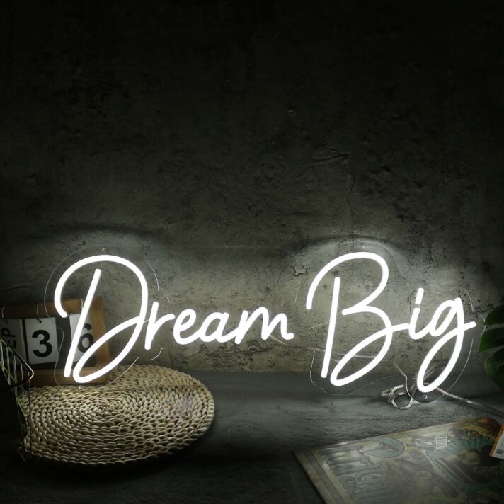 Dream Big White Neon Sign