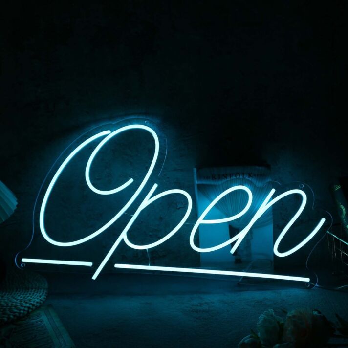 Blue Open LED Neon Sign